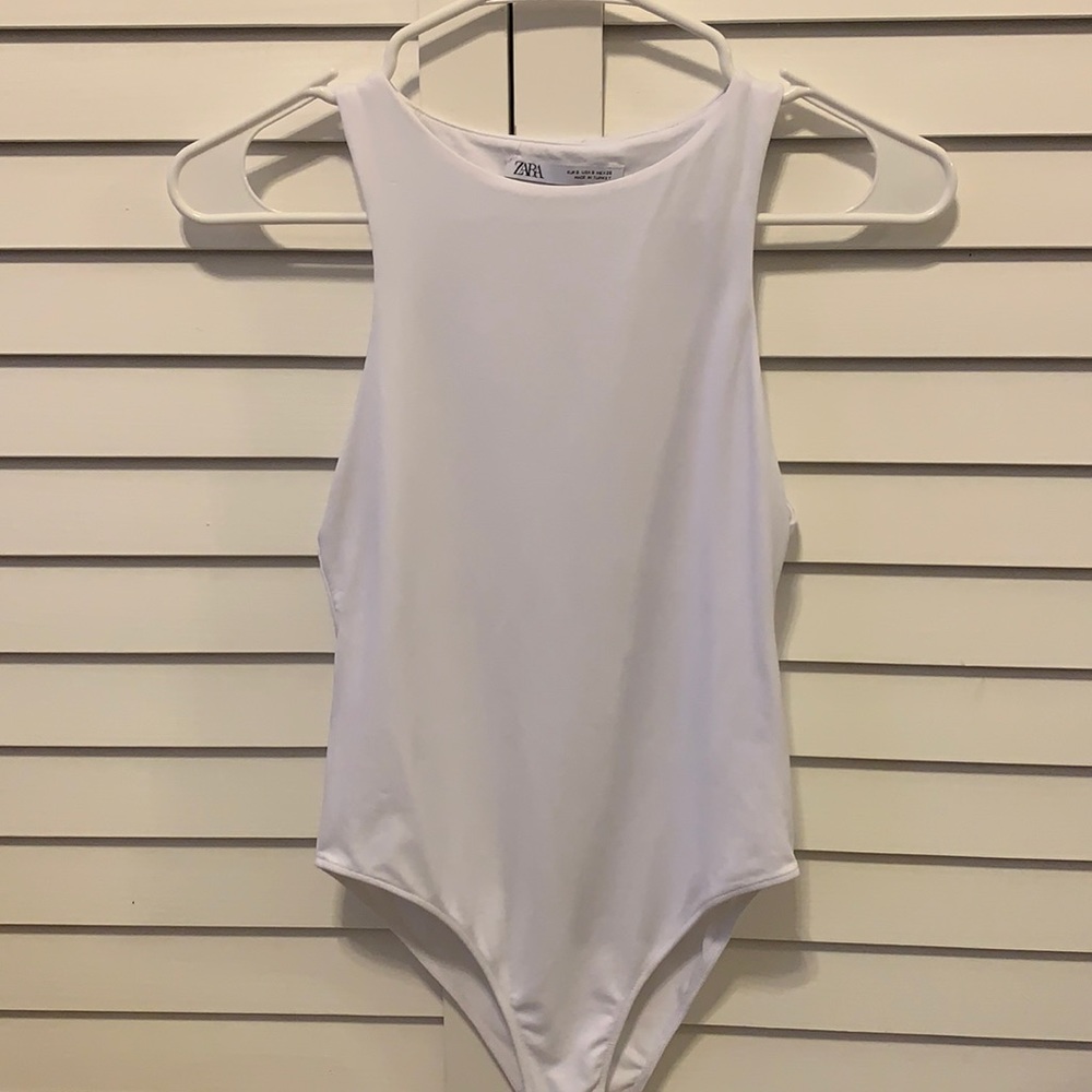 Zara White High Halter Neck Bodysuit